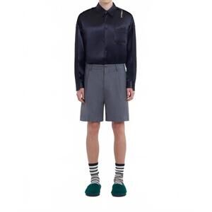 NEW MARNI wool tailored shorts in blue black